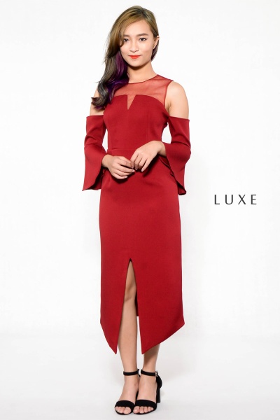 Regilla Cold Shoulder Maxi Dress - Wine