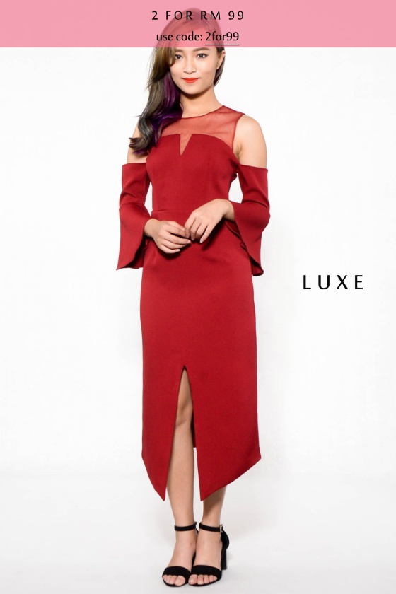 Regilla Cold Shoulder Maxi Dress - Wine