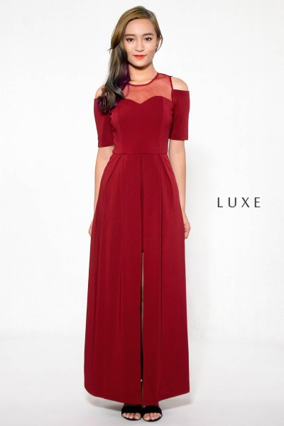 Qylle Slit Maxi Dress - Wine
