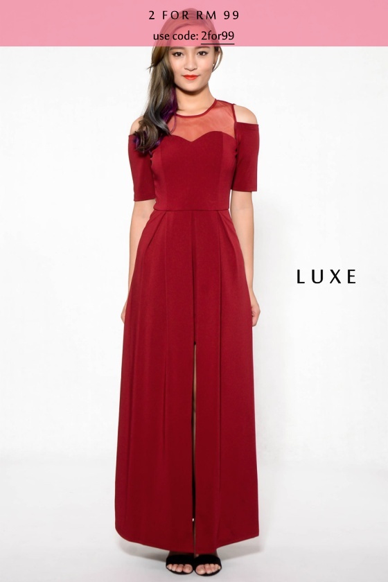 Qylle Slit Maxi Dress - Wine