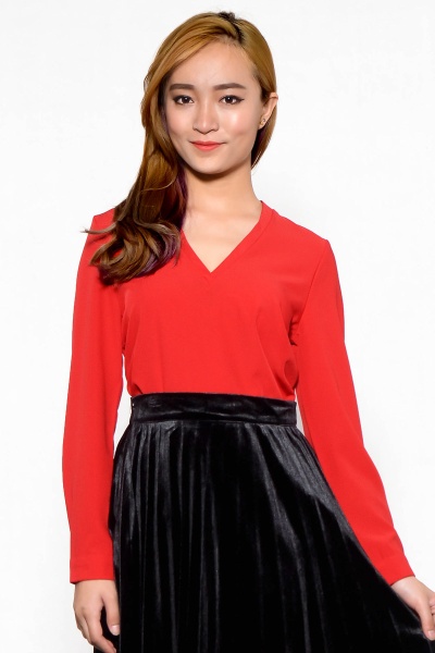 Misie V-Neck Top - Red