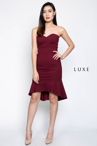 Kristle Tube Mermaid Dress - Maroon
