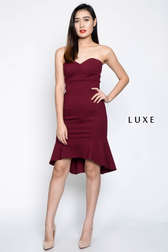 Kristle Tube Mermaid Dress - Maroon