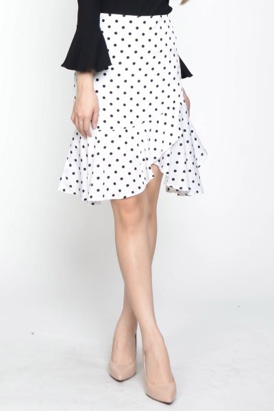 Hortense Polka Dot Skirt - White