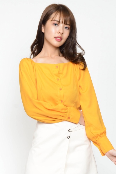 Phyliss Puff Sleeve Top - Mustard