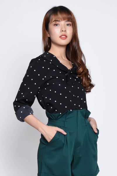 Glayds Polka Dot Shirt - Black