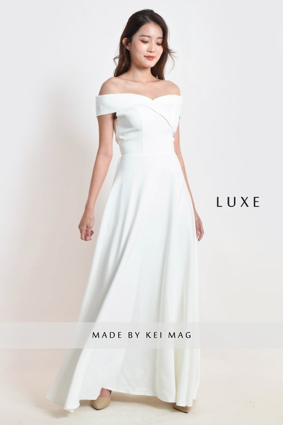 Hoise Off Shoulder Maxi Dress - White (V2)