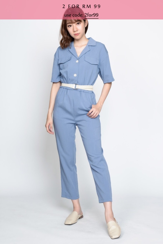 Penelope Pocket Jumpsuit - Blue