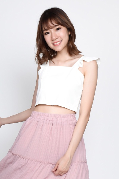 Jacey Ruffle Crop Top - White