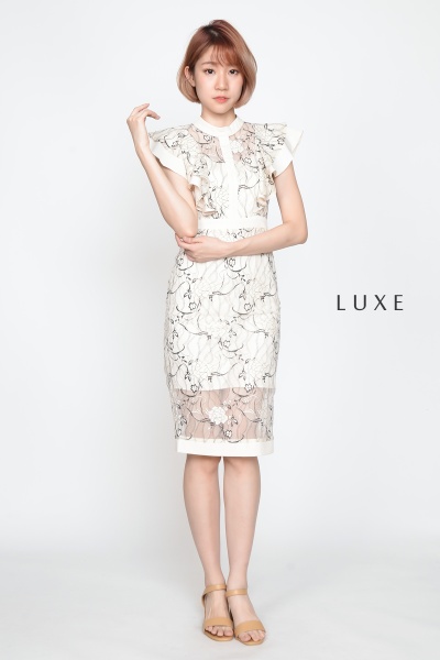 Jandez Flute Sleeve Lace Dress