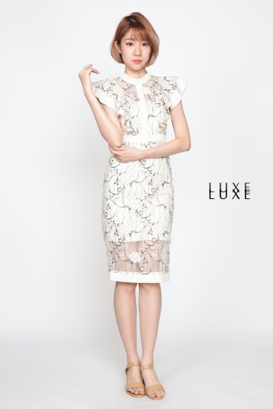 Jandez Flute Sleeve Lace Dress