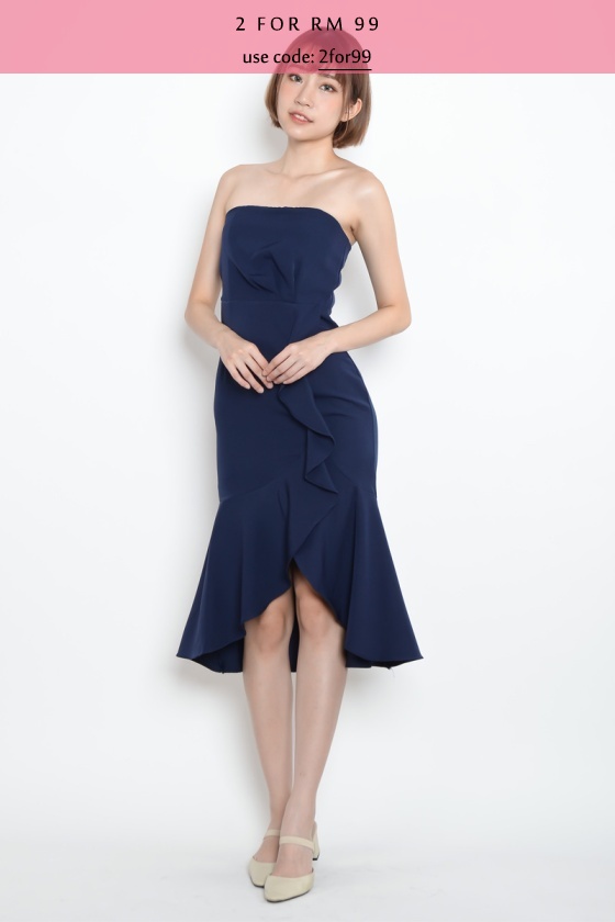 Rosalyn Tube Mermaid Dress - Navy