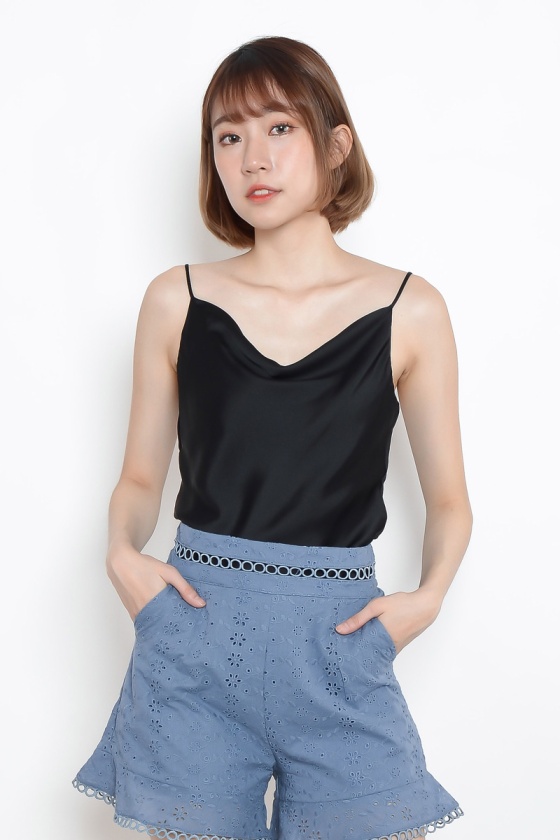 Bambi Cowl Neck Camisole - Black