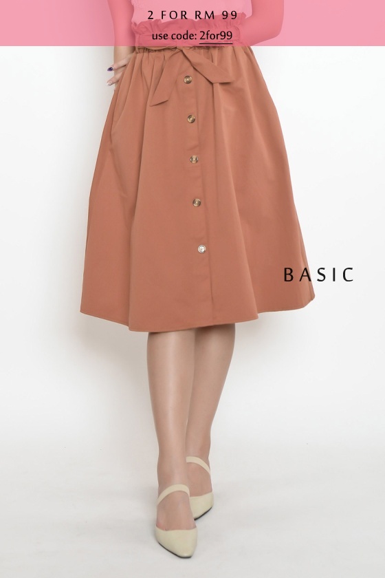 Allena Midi Skirt - Coral