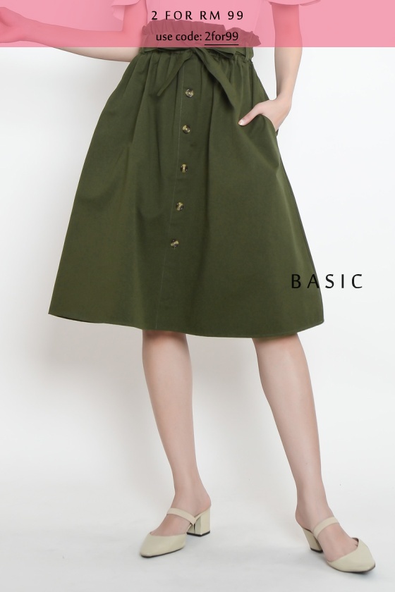 Allena Midi Skirt - Green