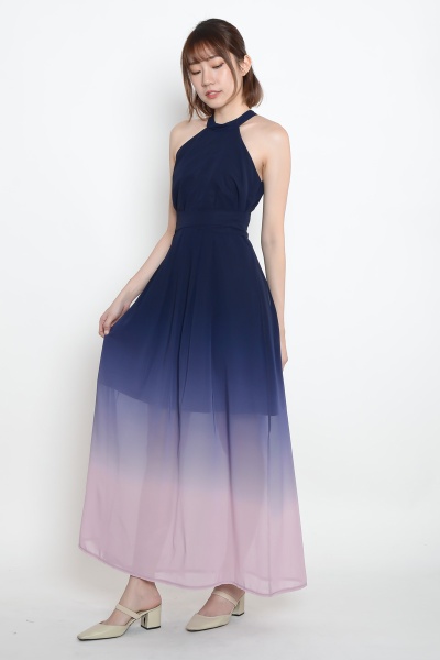 Gyinn Ombre Halter Maxi Dress - Dark Blue