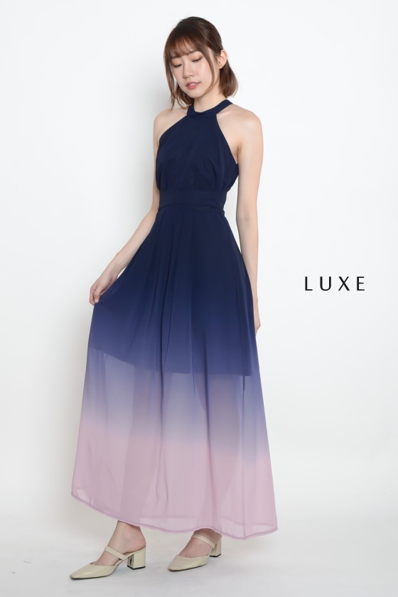 Gyinn Ombre Halter Maxi Dress - Dark Blue
