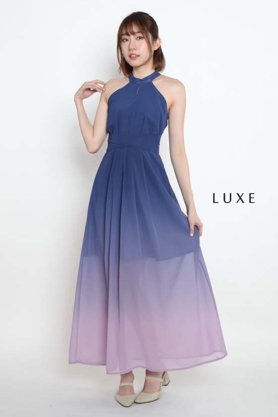 Gyinn Ombre Halter Maxi Dress - Ash Blue