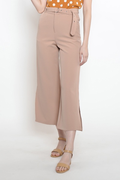 Tasha Slit Pants - Beige