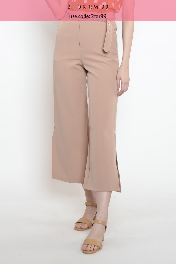 Tasha Slit Pants - Beige