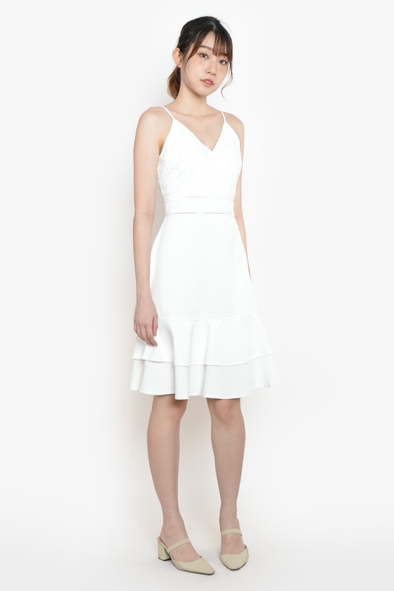 Irene Lace V-Neck Dress - White