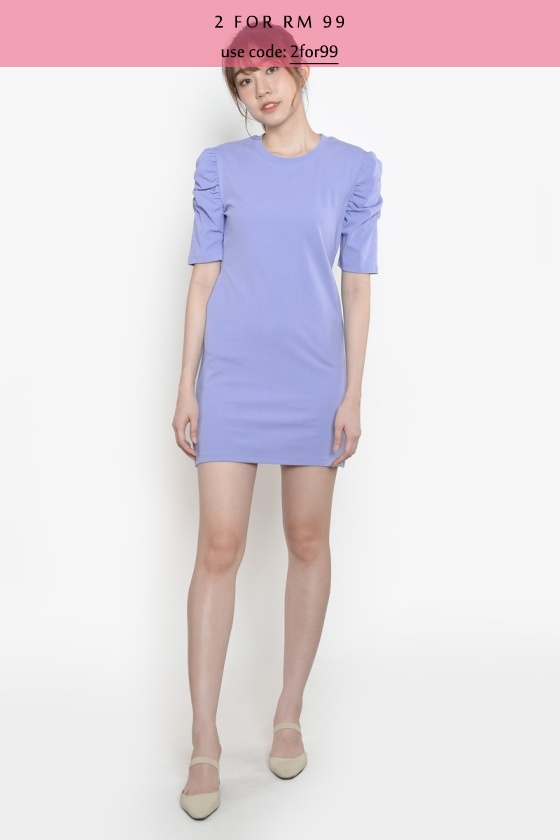 Jaelynn Puff Sleeve Dress - Light Blue