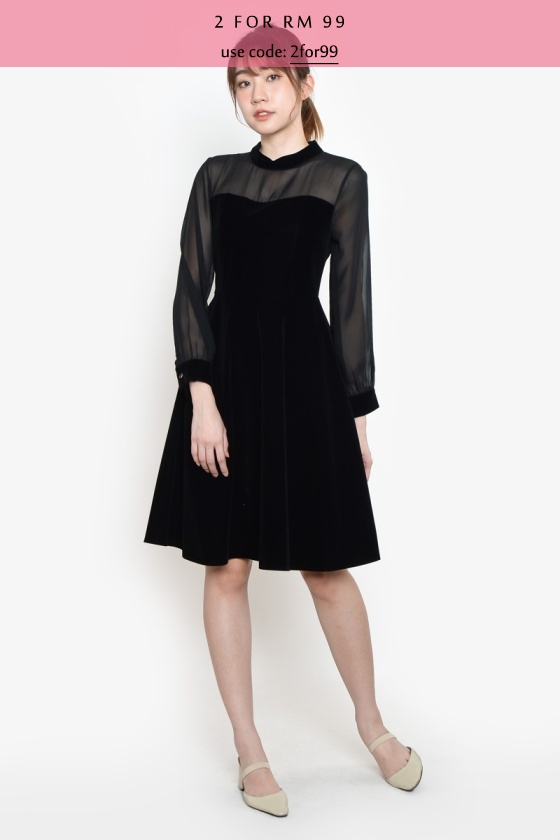 Rosella Mesh Velvet Dress