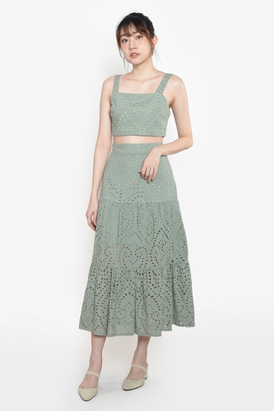 Jerry Eyelet Two-Piece Suit - Avocado