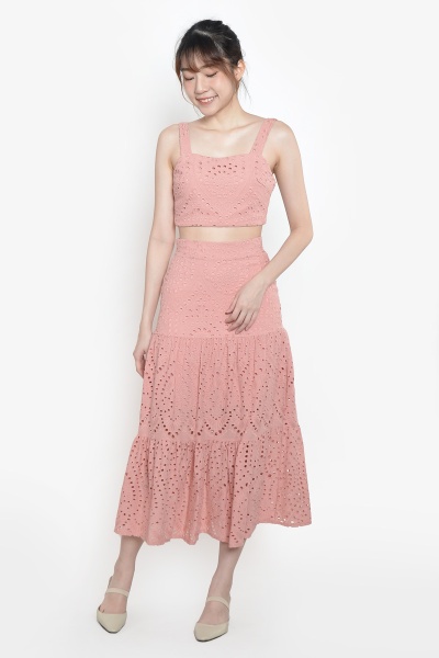 Jerry Eyelet Two-Piece Suit - Pink