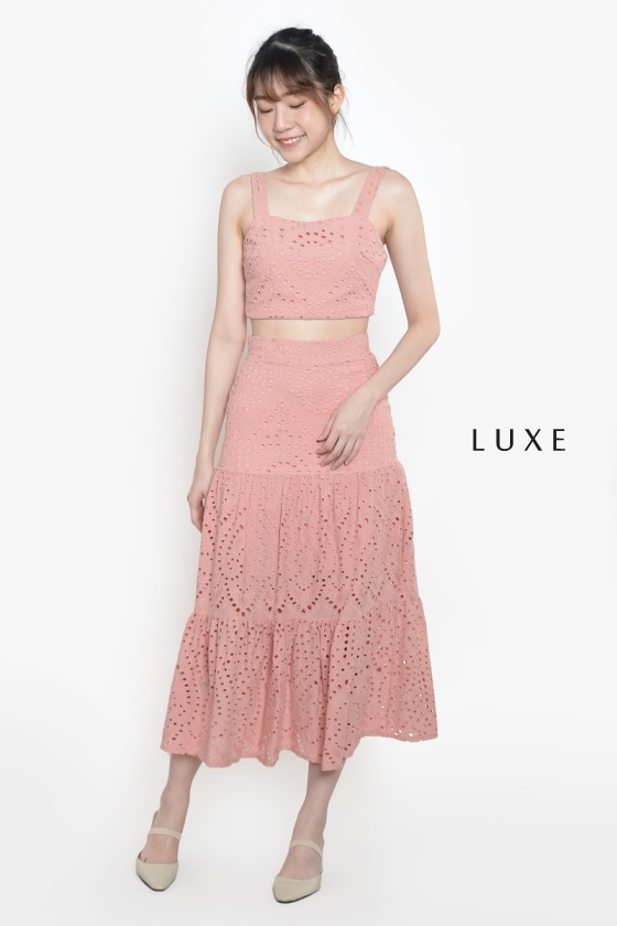 Jerry Eyelet Two-Piece Suit - Pink