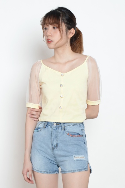 Athean Daisy Mesh Top - Yellow