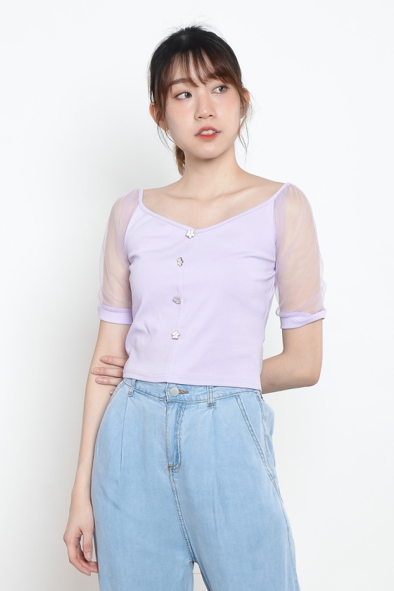 Athean Daisy Mesh Top - Purple