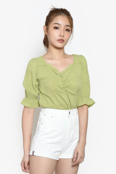 Shella Cinched Top - Apple