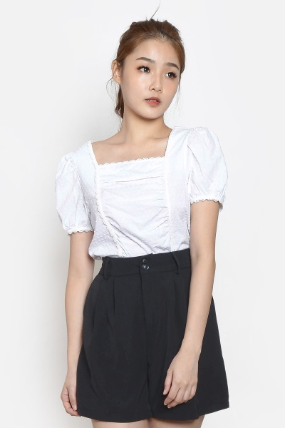 Jamie Textured Square Neck Top