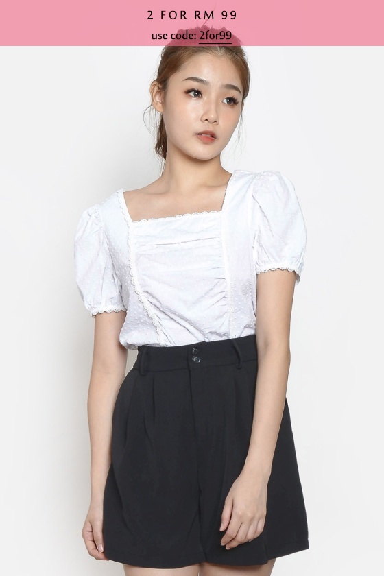 Jamie Textured Square Neck Top