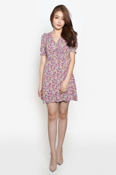 Ryleigh Floral Wrap Dress - Purple
