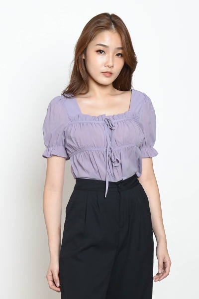 Lara Square Neck Ruffle Top
