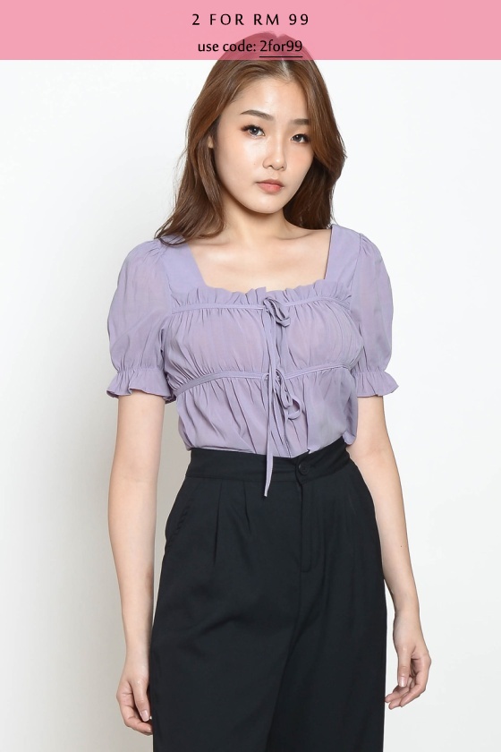 Lara Square Neck Ruffle Top