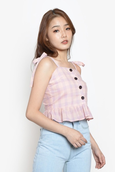 Kenley Checker Peplum Top