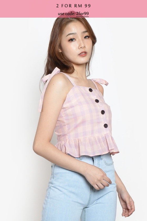 Kenley Checker Peplum Top