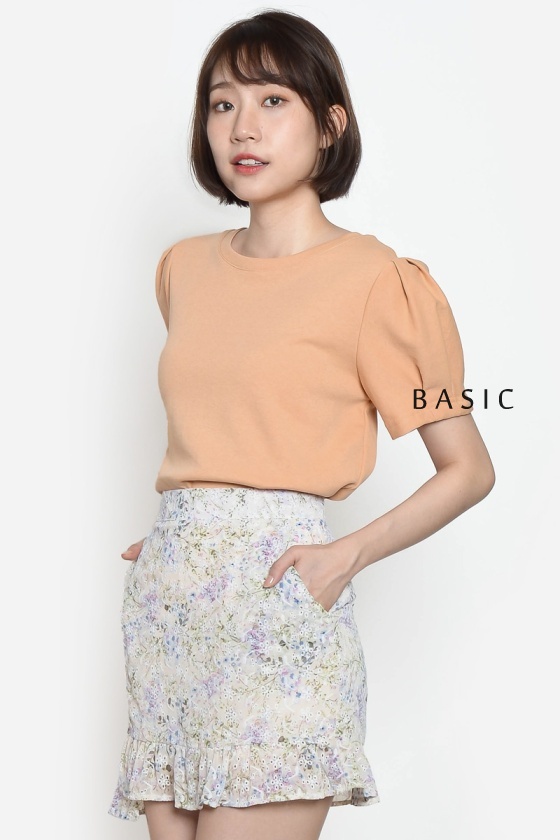 Pansy Puff Sleeve Top - Orange