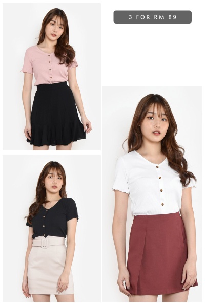 [3 FOR RM 89] Makenzie Scallop Knitted Top