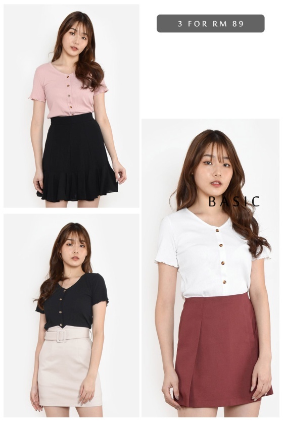 [3 FOR RM 89] Makenzie Scallop Knitted Top