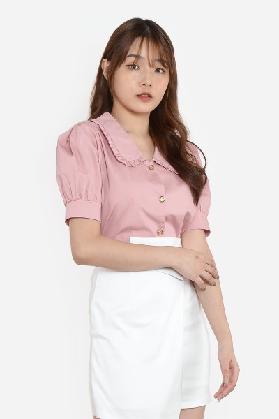 Gracia Babydoll Crop Top - Pink