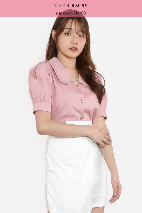 Gracia Babydoll Crop Top - Pink