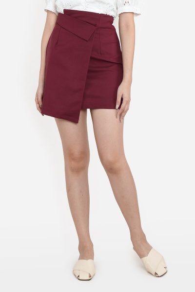 Corie Asymmetric Skort - Wine