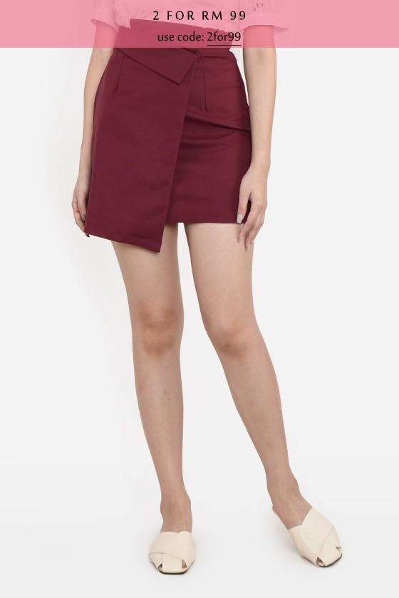 Corie Asymmetric Skort - Wine