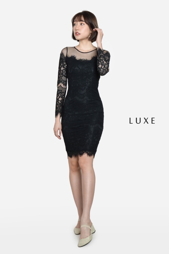 Johnnie Lace Bodycon Dress