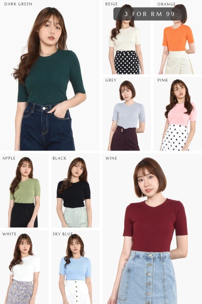[3 FOR RM 99] Sarina Knitted Basic Top