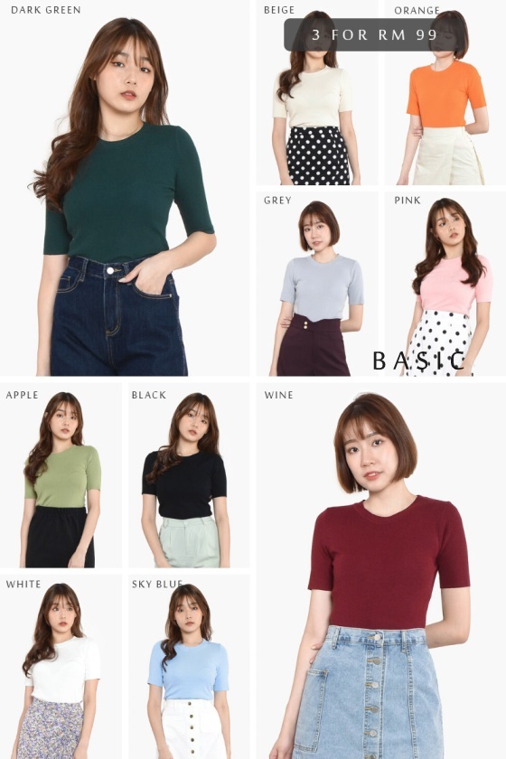 [3 FOR RM 99] Sarina Knitted Basic Top